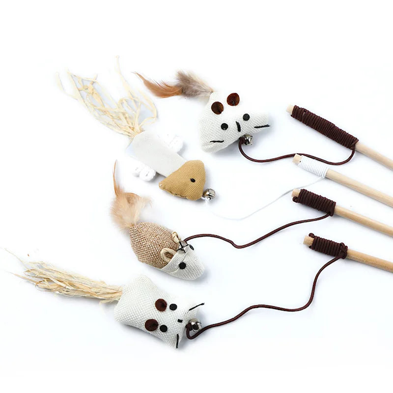 Interactive Feather Rod Cat Toy