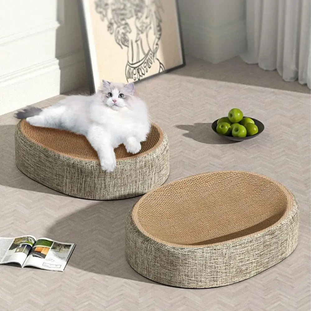 Oval Sisal Cat Scratch Bed – 2-in-1 Design