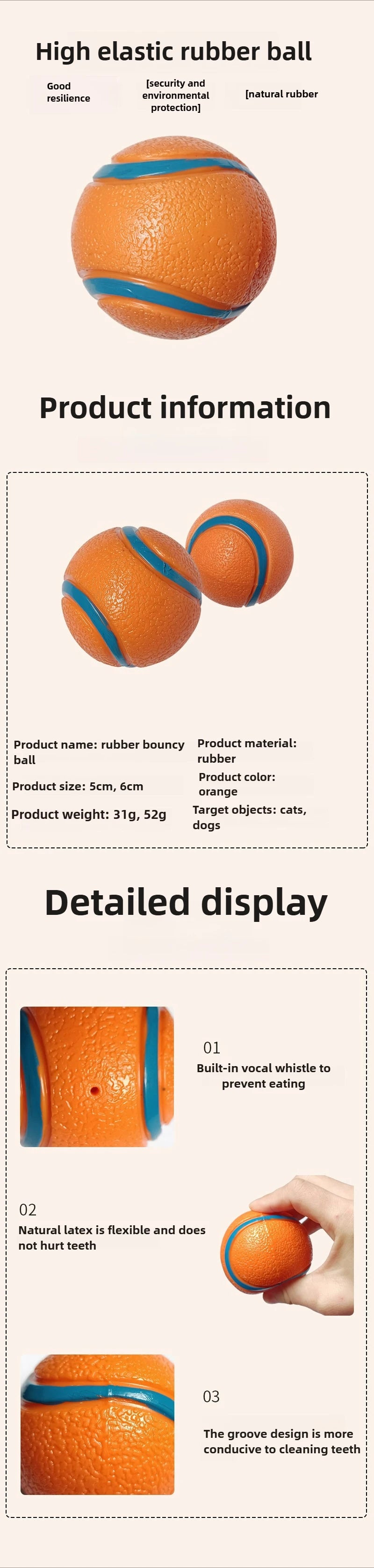 Durable Squeaky Bouncing Ball for Dogs