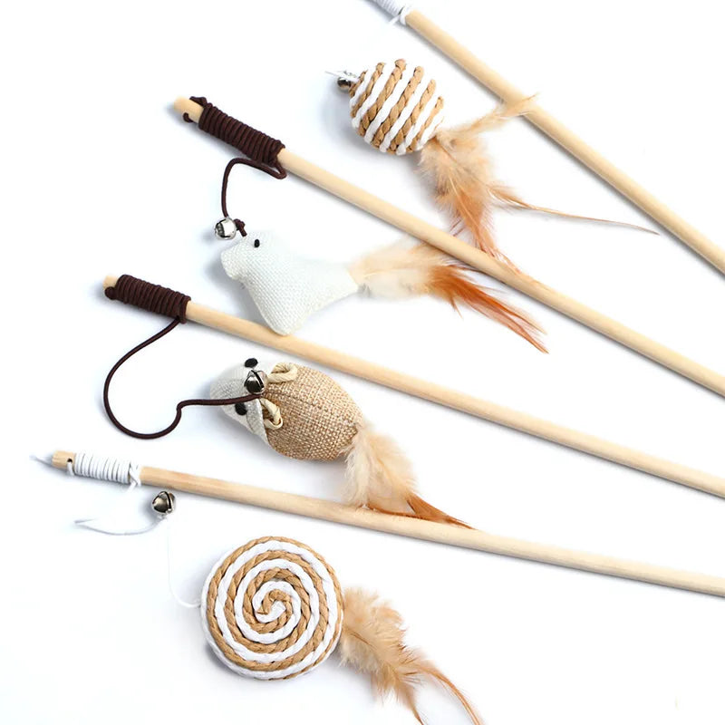 Interactive Feather Rod Cat Toy