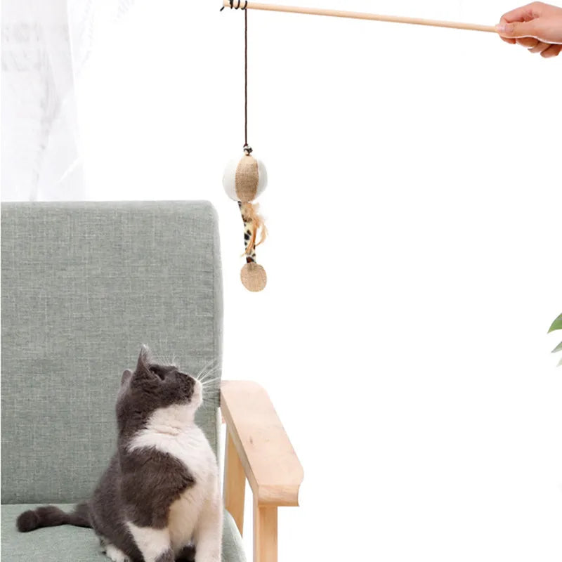 Interactive Feather Rod Cat Toy