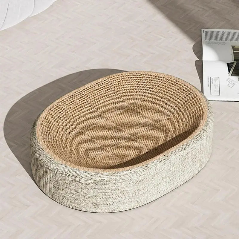 Oval Sisal Cat Scratch Bed – 2-in-1 Design